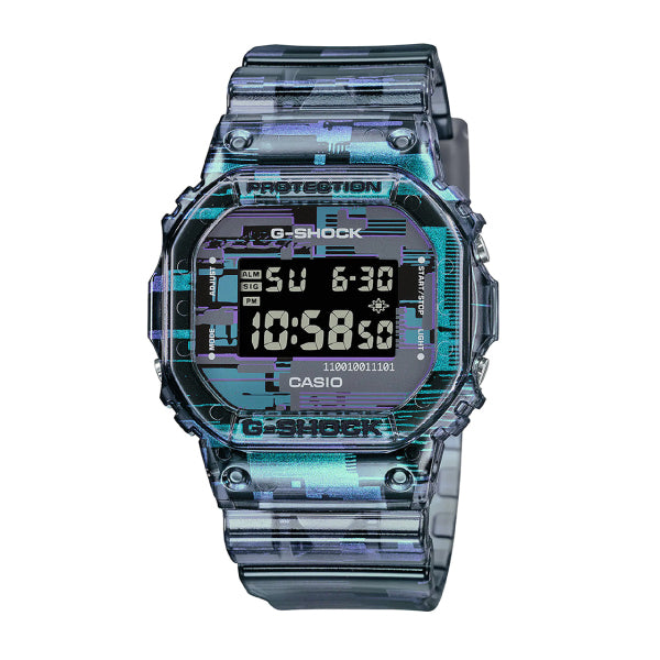 RELOJ G-SHOCK GRIS TRANSPARENTE CON CELESTE G-S-177