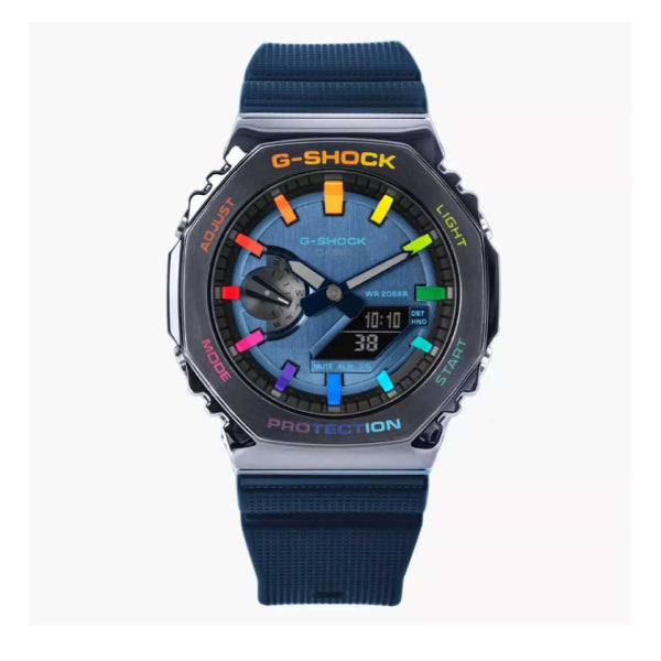 RELOJ G-SHOCK AZUL CON PLATEADO G-S-201