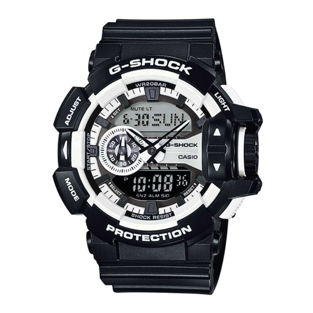 RELOJ G-SHOCK NEGRO CON BLANCO G-S-211