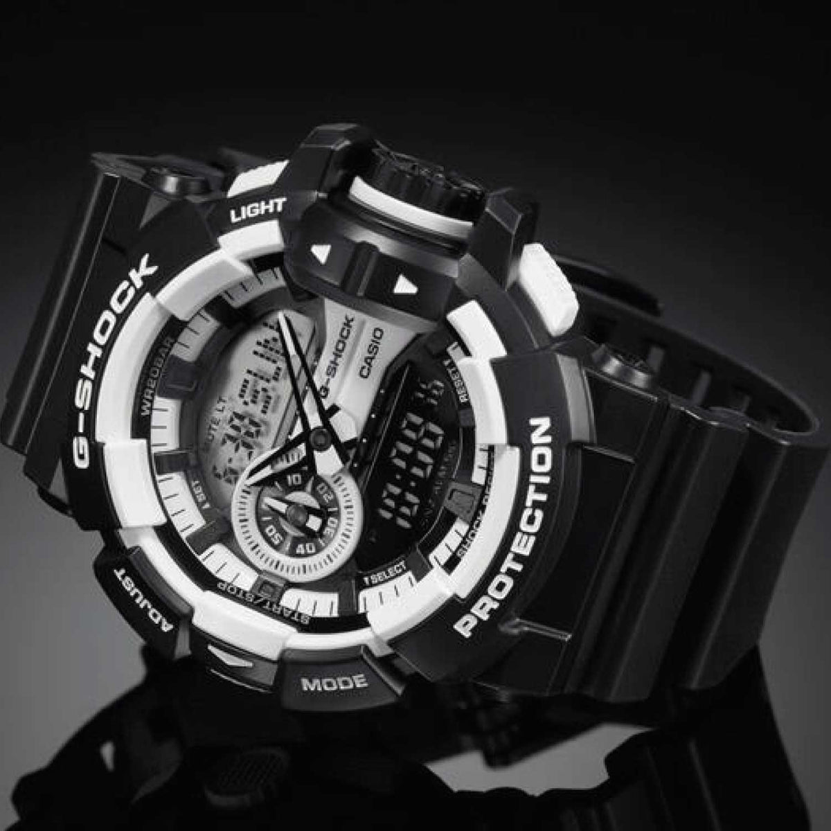 RELOJ G-SHOCK NEGRO CON BLANCO G-S-211