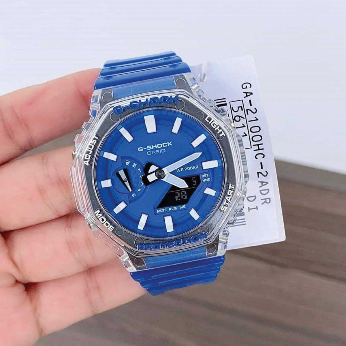 RELOJ G-SHOCK TRANSPARENTE AZUL G-S-212