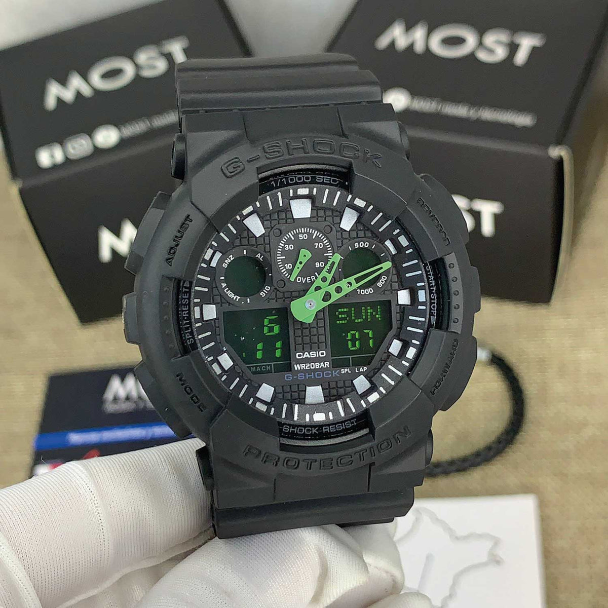 RELOJ G-SHOCK VERDE CON NEGRO G-S-214