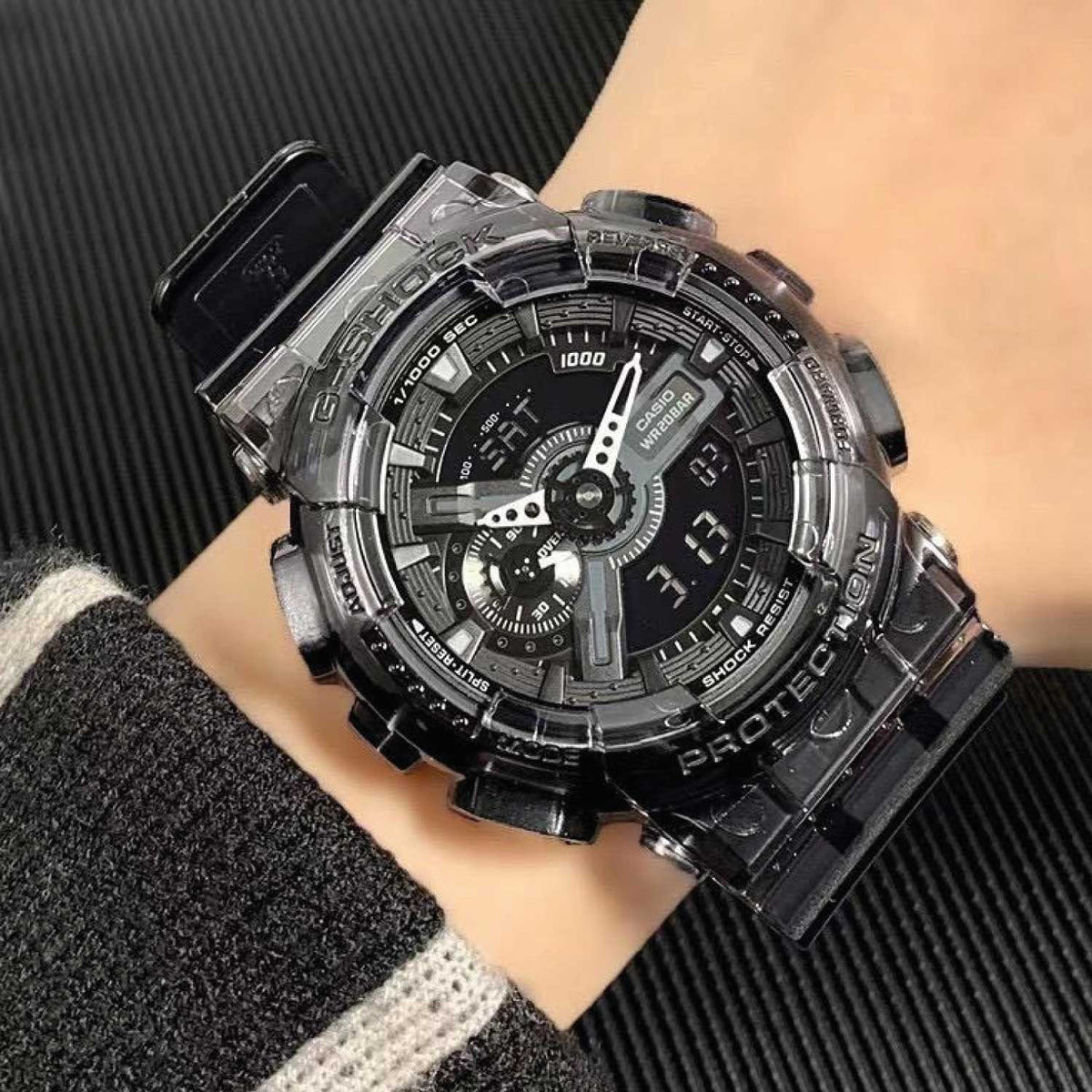 RELOJ G-SHOCK TRANSPARENTE NEGRO G-S-221