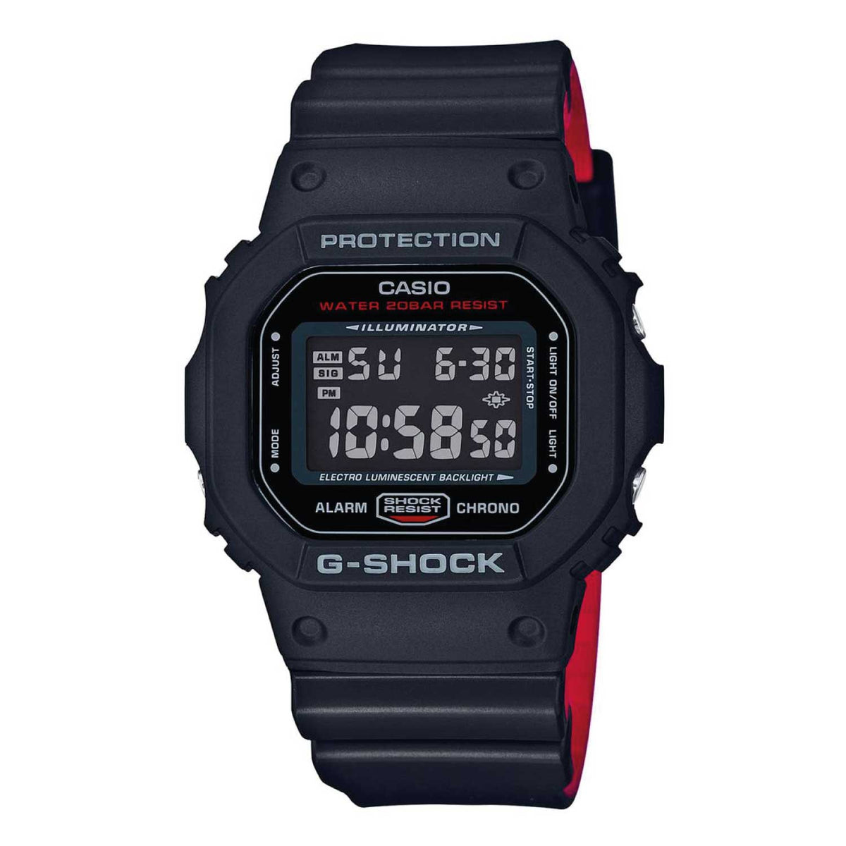 RELOJ G-SHOCK NEGRO CON ROJO G-S-228