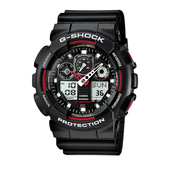 RELOJ G-SHOCK NEGRO CON ROJO G-S-73