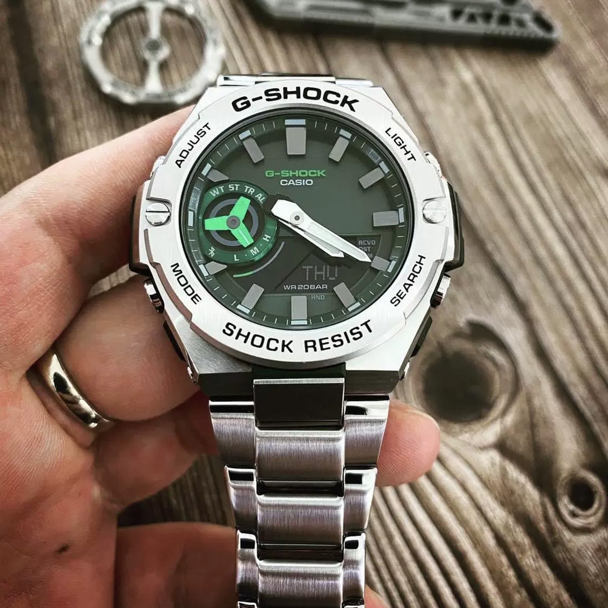 RELOJ G-SHOCK VORTEX DIGITAL ACERO CON VERDE G-S-167