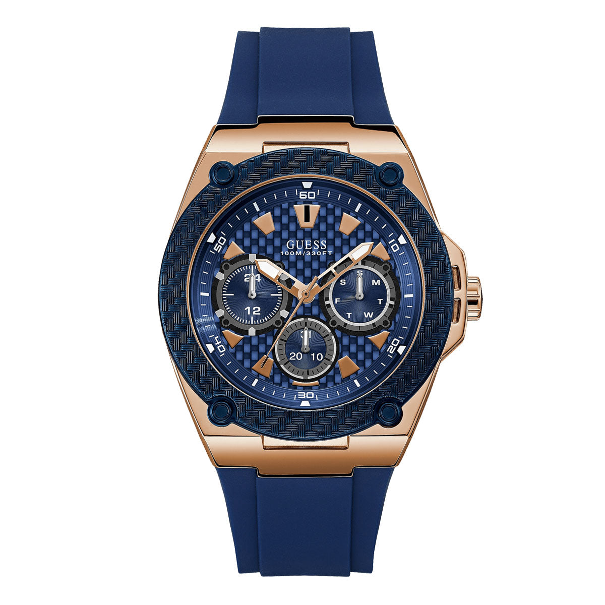 RELOJ GUESS SILICONA AZUL CON ORO ROSA U1049G2 GUE 8 Most moda y