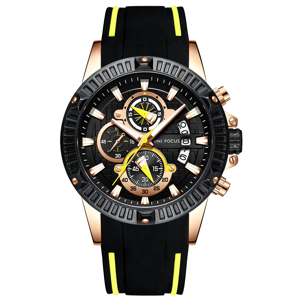 RELOJ MINIFOCUS SILICONA NEGRO-NEON MIN-12