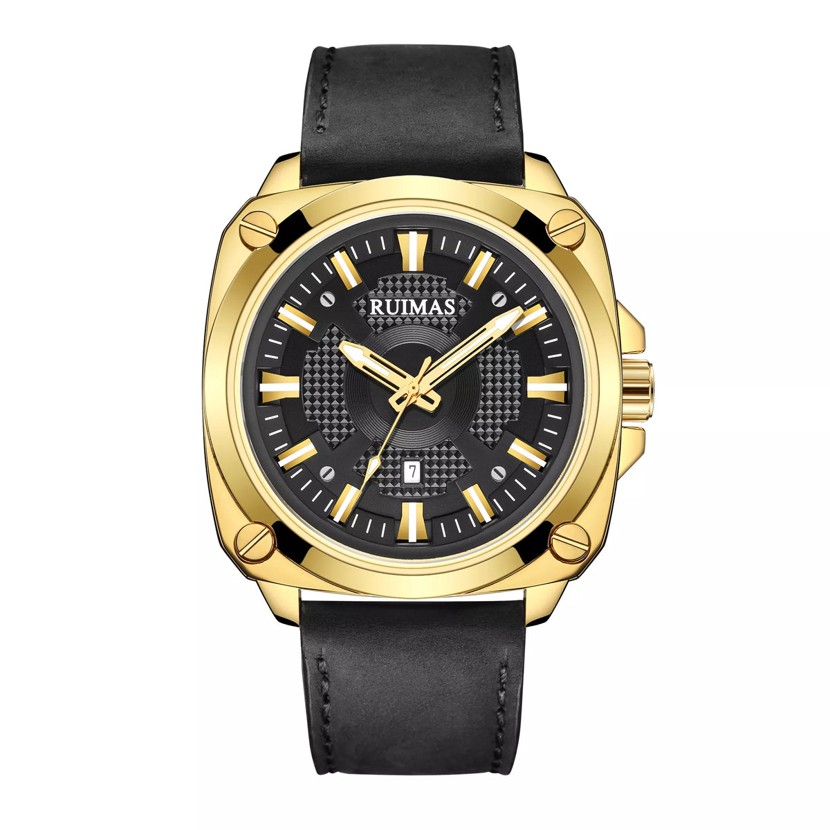 RELOJ RUIMAS ACERO DORADO CON CORREA DE CUERO RUI-33