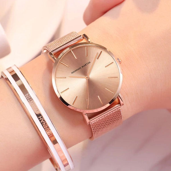 RELOJ HANNAH MARTIN MALLA ORO ROSA HAN-M-1