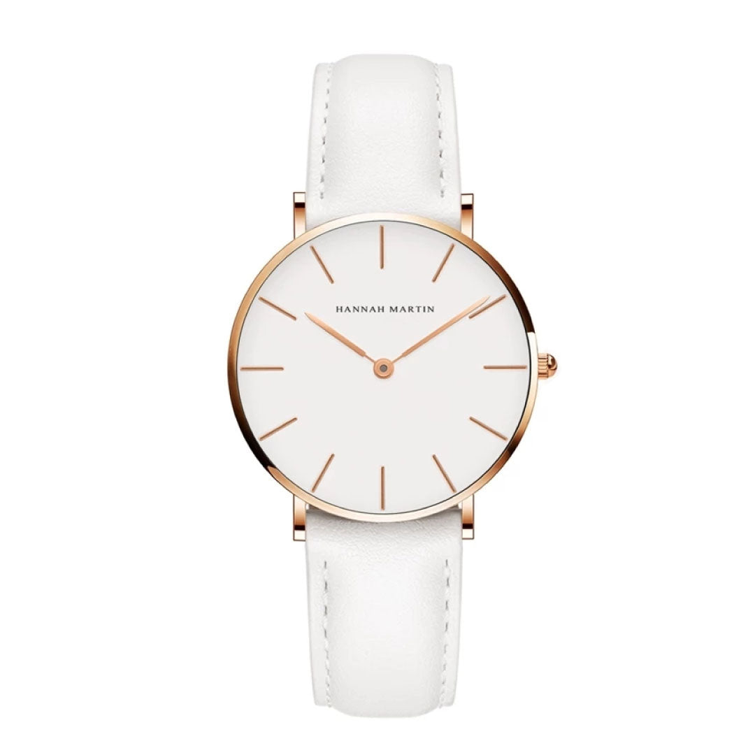 RELOJ HANNAH MARTIN CUERO BLANCO HAN-M-13