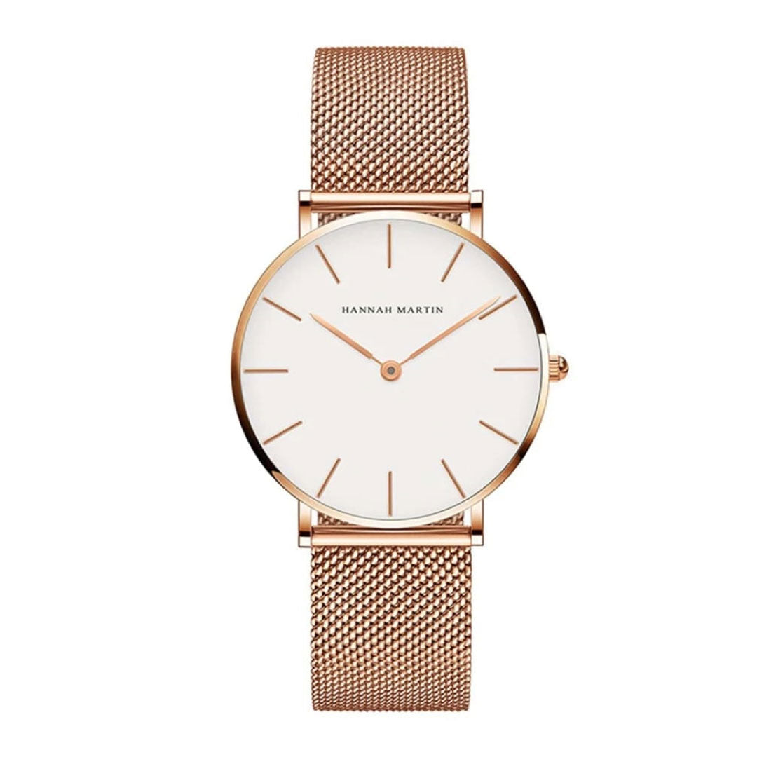 RELOJ HANNAH MARTIN MALLA ORO ROSA BLANCO HAN-M-3