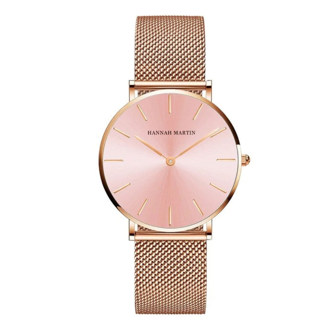 RELOJ HANNAH MARTIN MALLA ORO ROSA-ROSA HAN-M-6