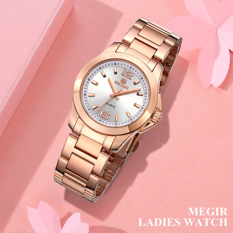RELOJ MEGIR DE ACERO ORO ROSA MEG-M-5