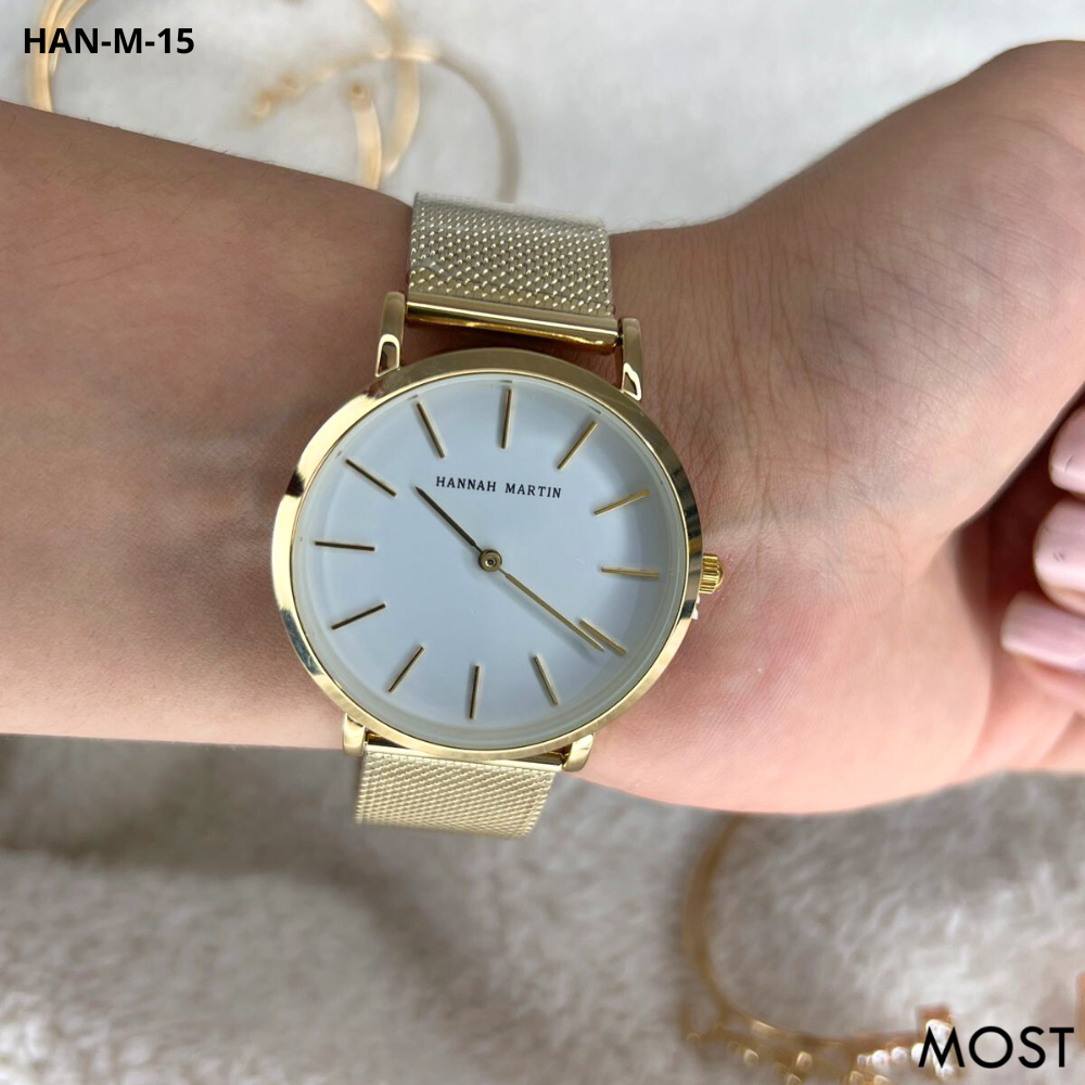 RELOJ HANNA MARTIN MALLA DORADO-BLANCO HAN-M-15