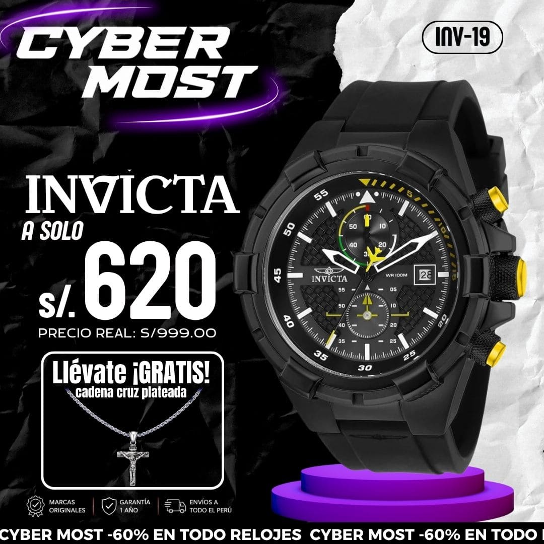 Reloj Invicta Aviator 28103 Hombre Deportivo Negro