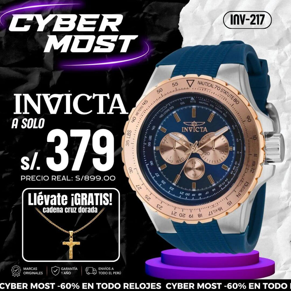 Reloj Invicta Aviator 39272 Hombre Deportivo Azul