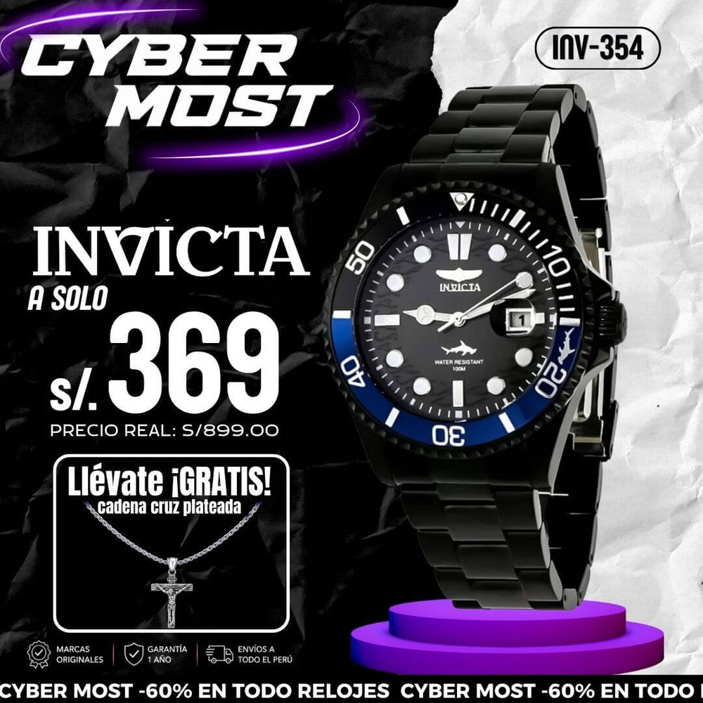 Reloj Invicta Pro Diver 44713 Hombre Acero Negro