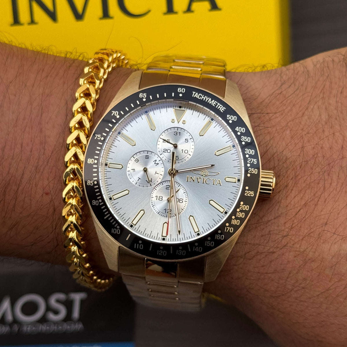 Reloj Invicta Aviator 48860 Hombre Acero Dorado | INV-415
