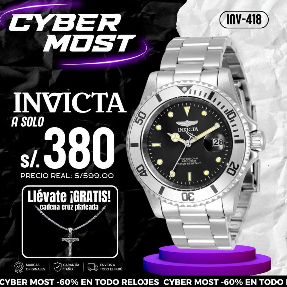 Reloj Invicta Pro Diver 33943 Hombre Acero Plateado