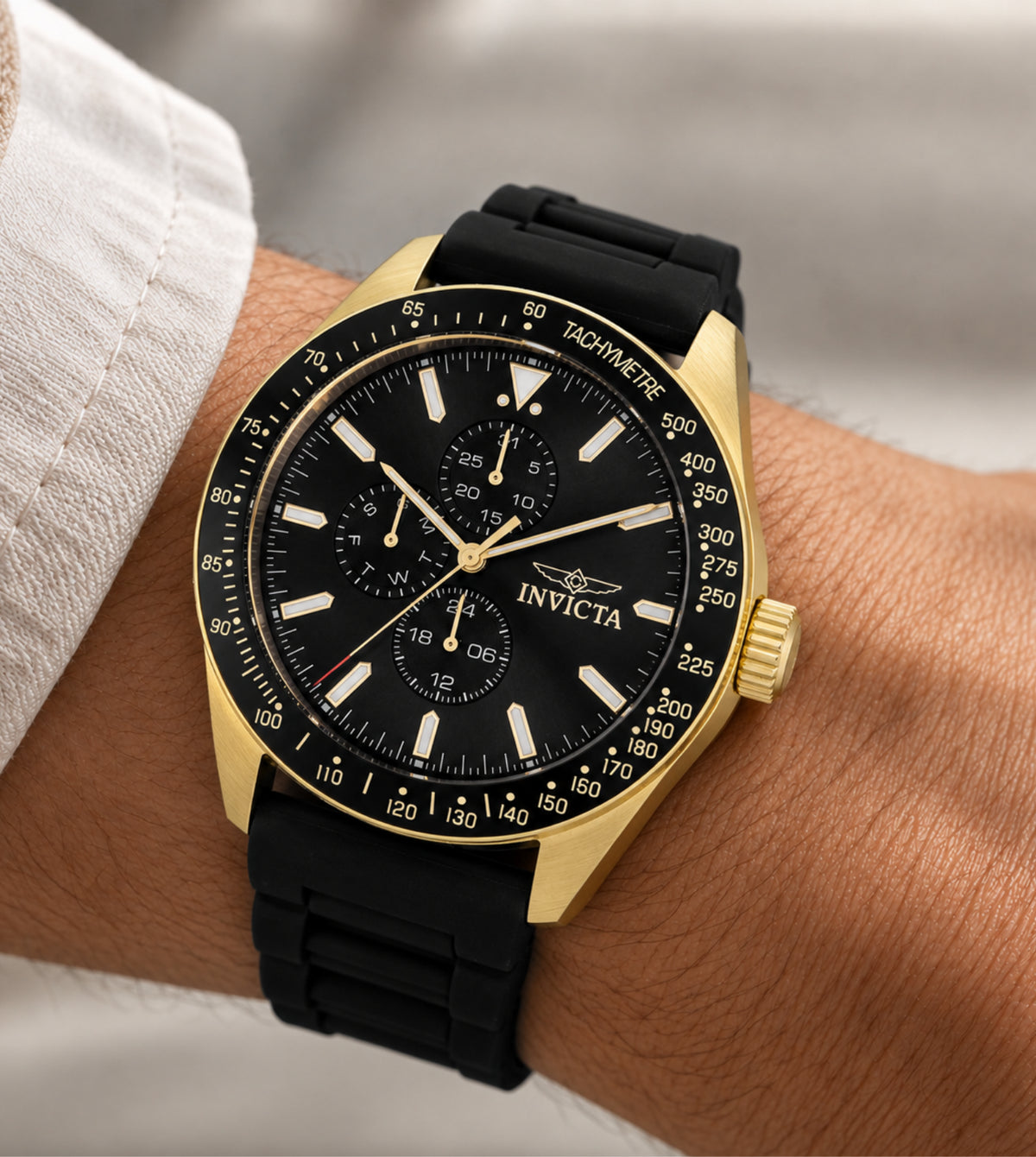 Reloj Invicta Aviator 38404 Hombre Deportivo Dorado | INV-437