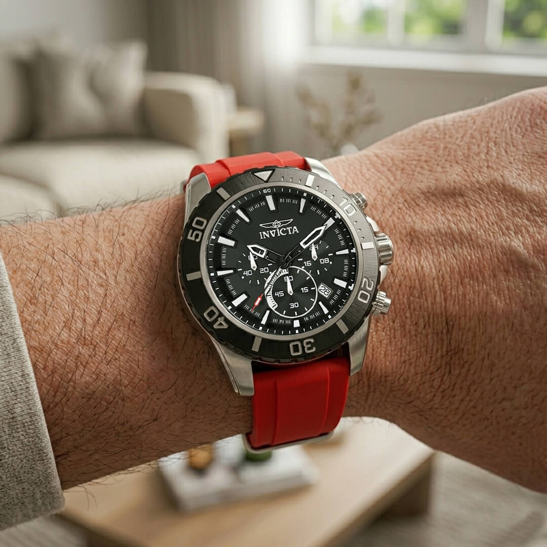 Reloj Invicta Aviator 37631 Hombre Silicona Rojo