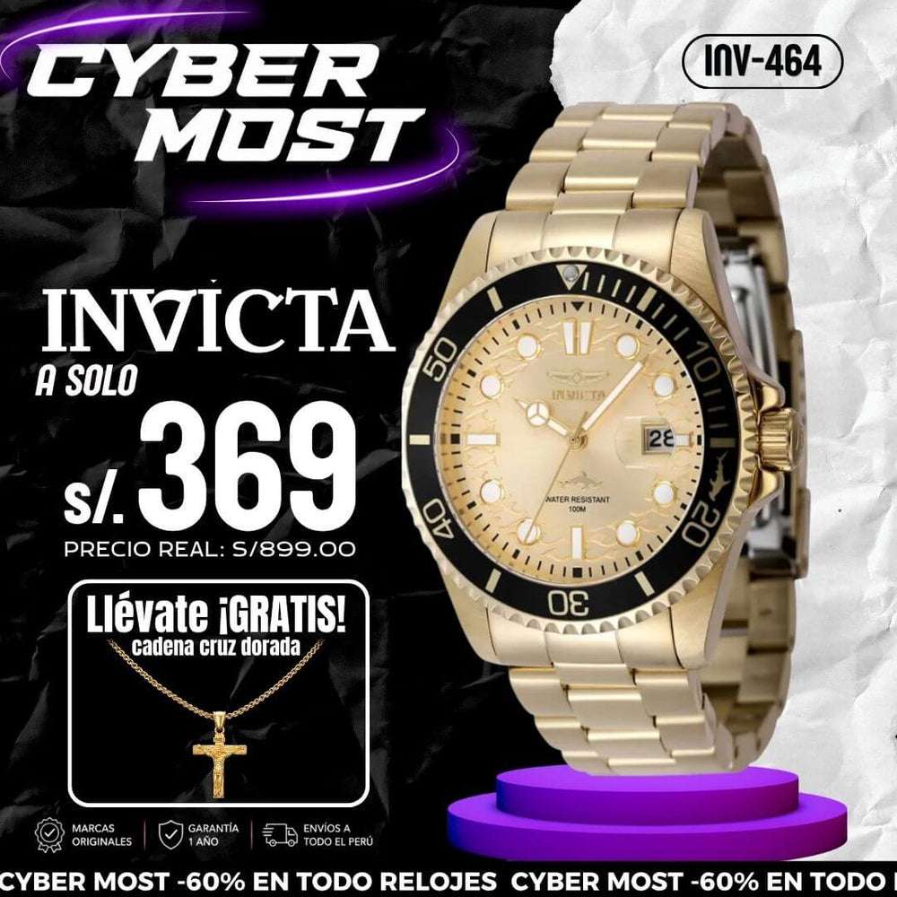 Reloj Invicta Pro Diver 48376 Hombre Acero Dorado