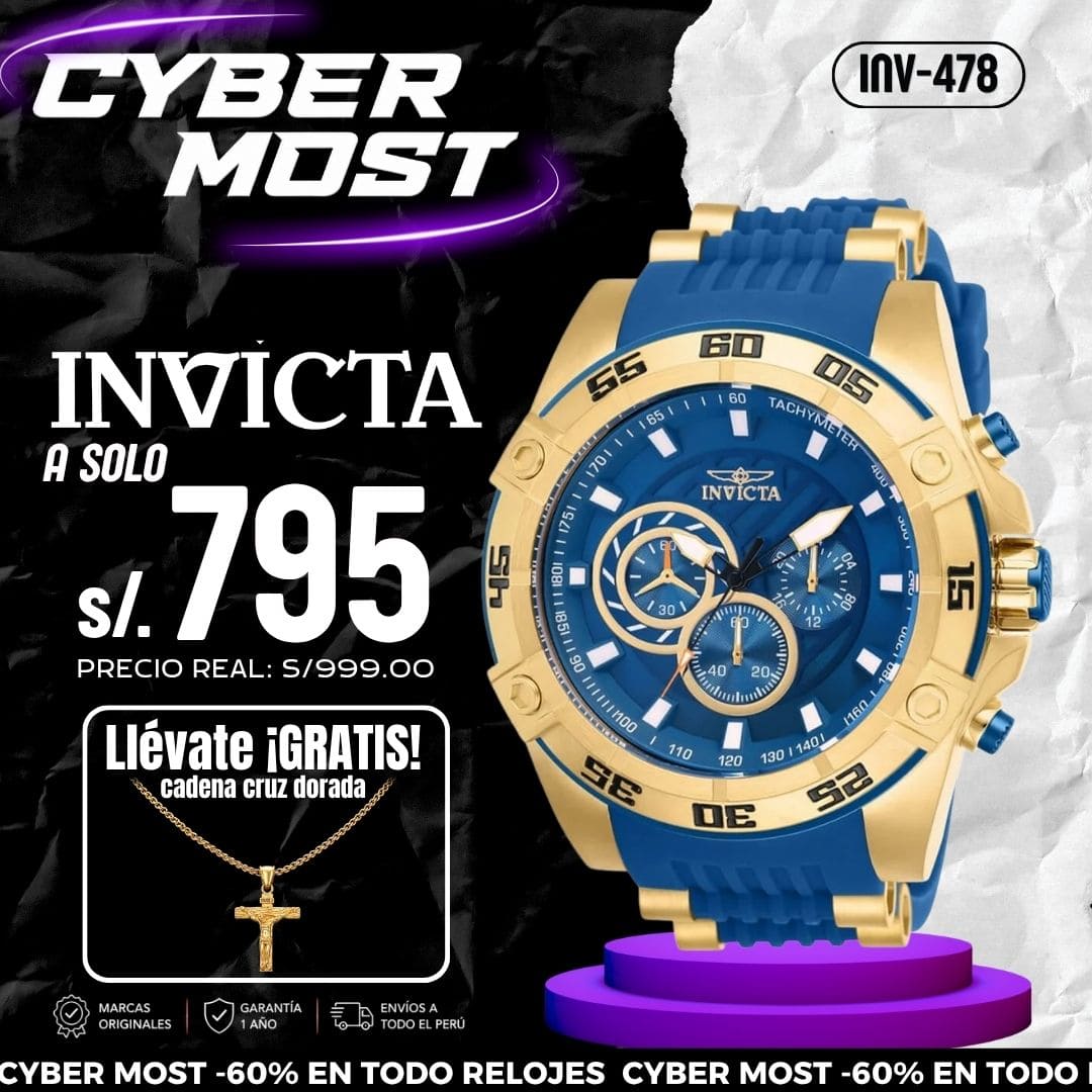 Reloj Invicta Speedway 25508 Hombre Azul y Dorado