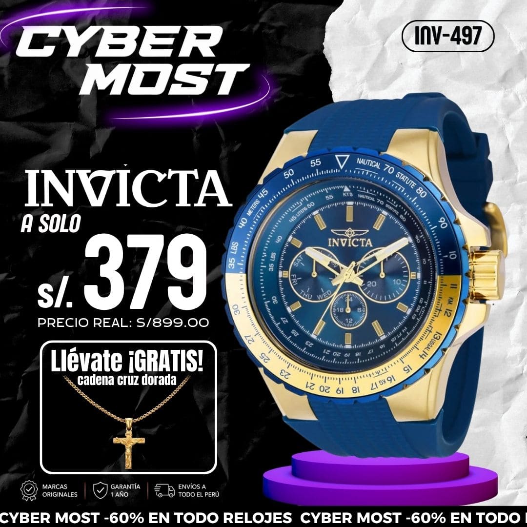Reloj Invicta Aviator 39309 Hombre Deportivo Azul