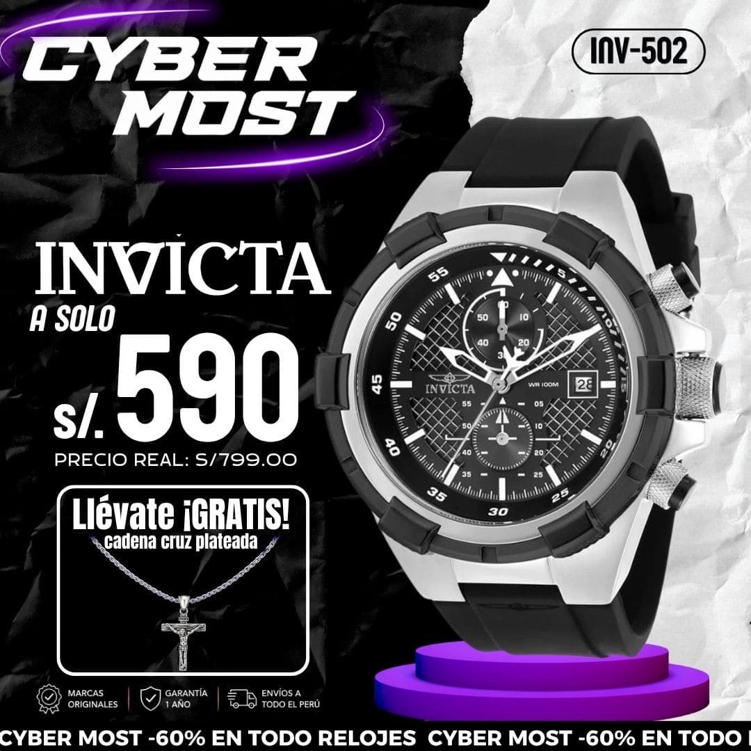 Reloj Invicta Aviator 28095 Hombre Deportivo Negro