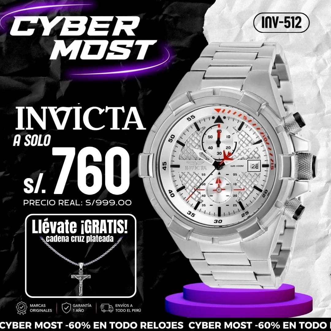 Reloj Invicta Aviator 28107 Hombre Acero Plateado