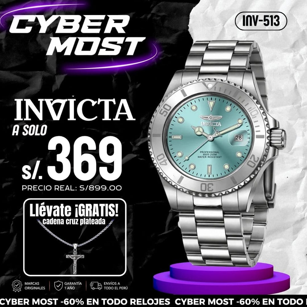 Reloj Invicta Pro Diver 50586 Hombre Acero Celeste