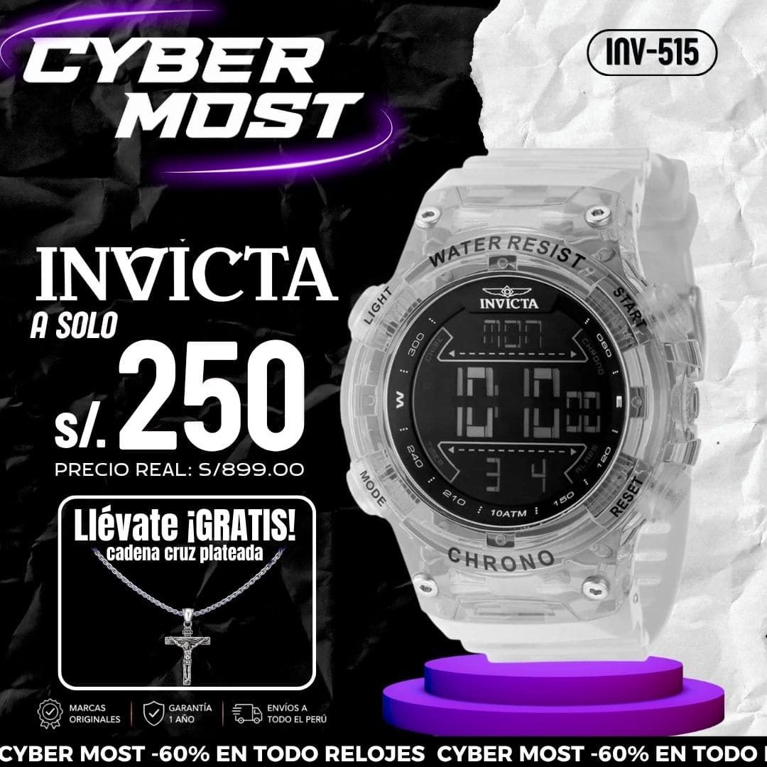 Reloj Invicta Racing 49041 Hombre Digital Transparente