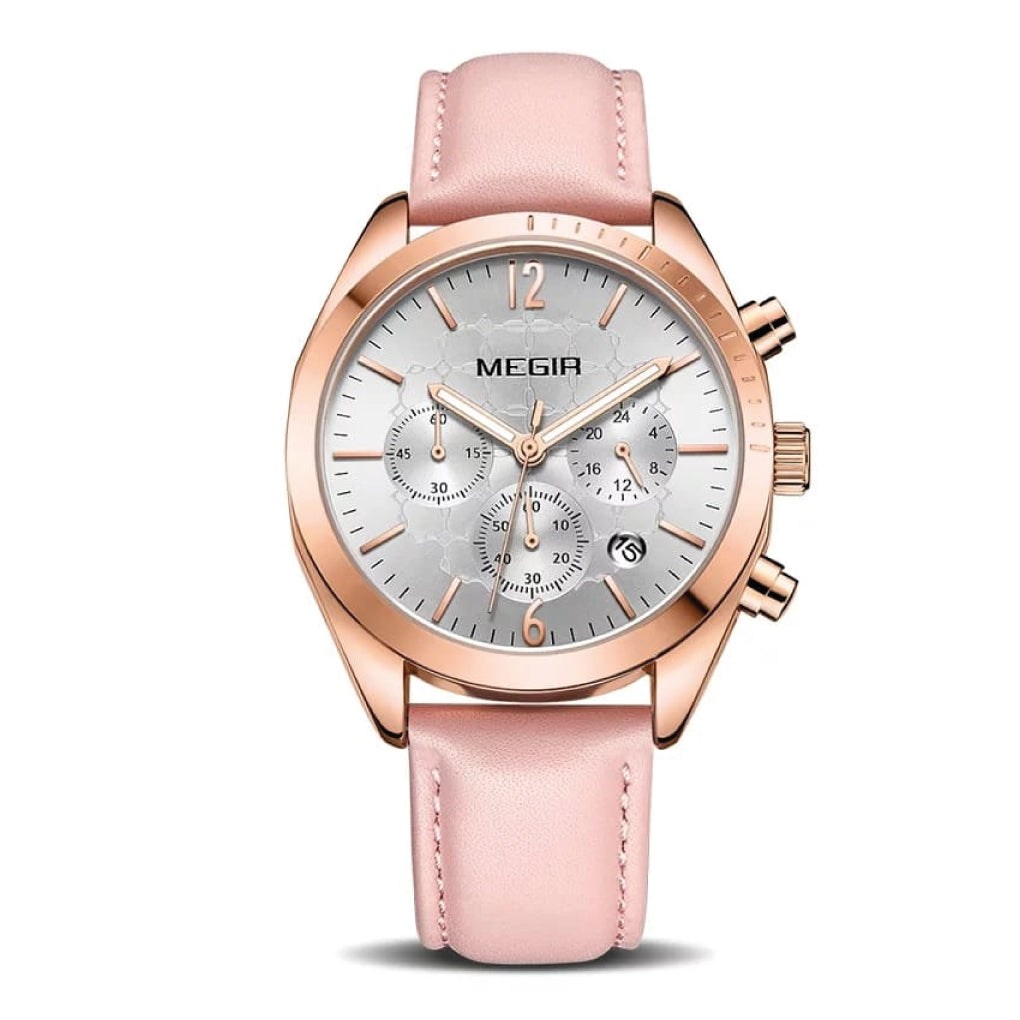 Reloj Megir Mujer Cuero Rosa | MEG-M-2