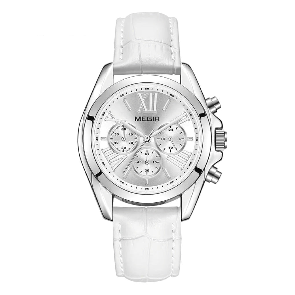 RELOJ MEGIR CUERO BLANCO MEG-M-3