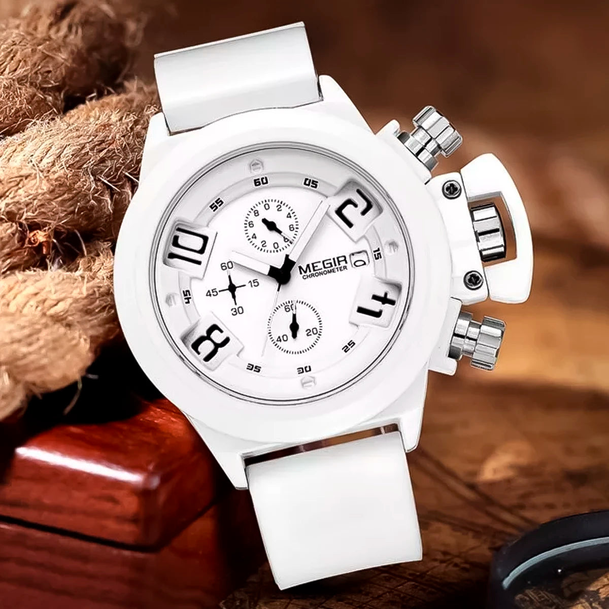 Reloj Megir Hombre Deportivo Blanco | MEG-17