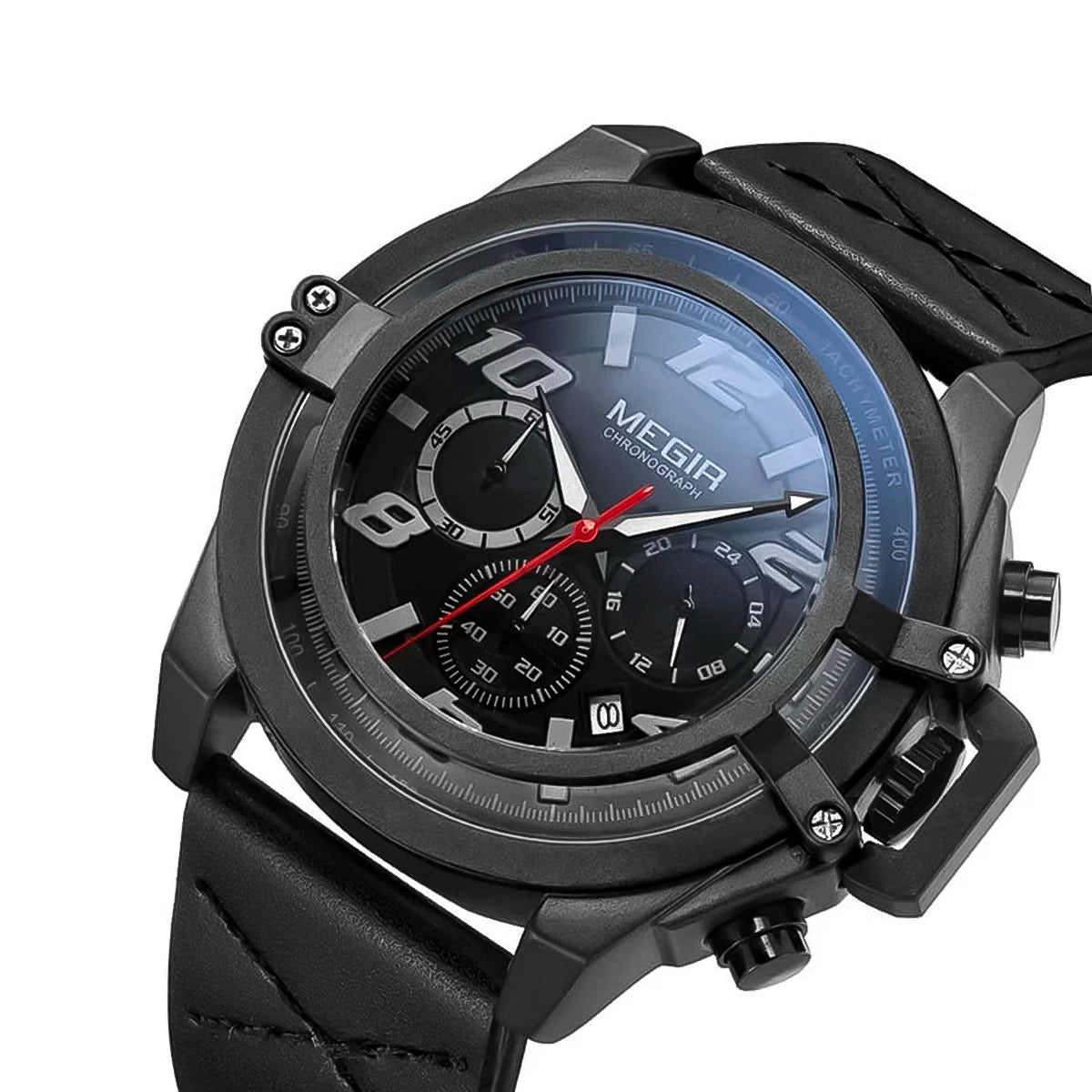 RELOJ MEGIR CUERO NEGRO MEG-42