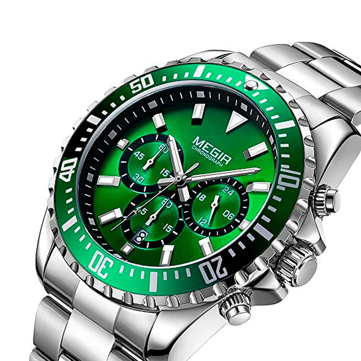 RELOJ MEGIR ACERO VERDE MEG-48