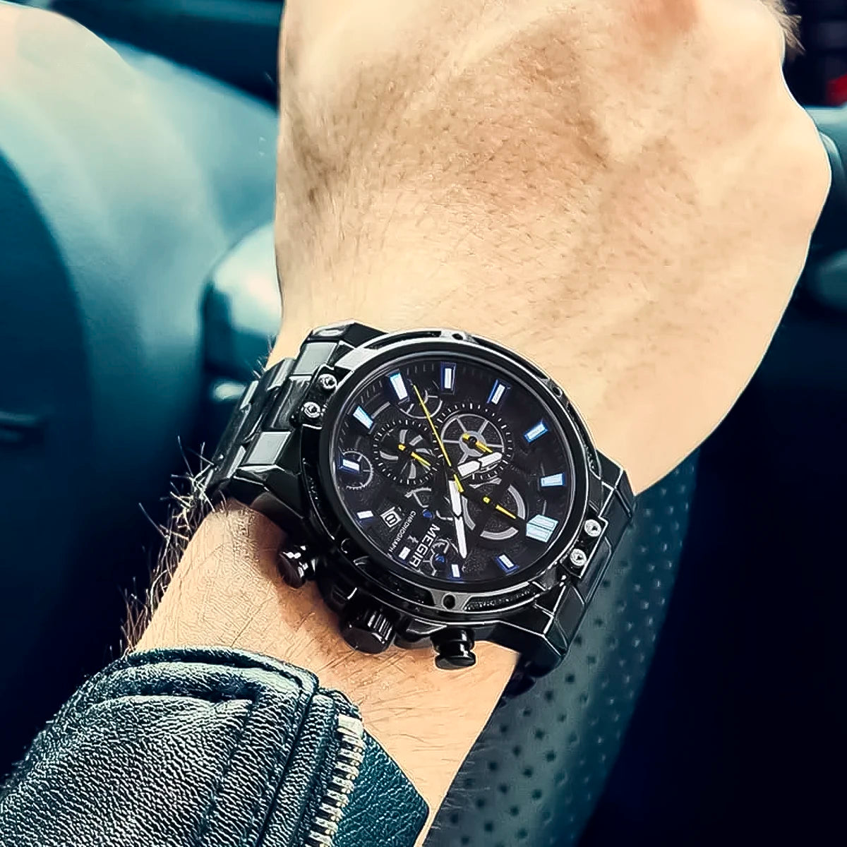 Reloj Megir Hombre Acero Negro | MEG-52