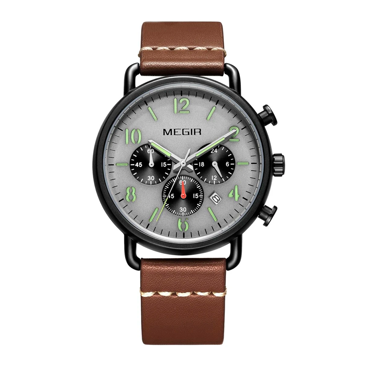 RELOJ MEGIR CUERO MARRÓN CON NEGRO MEG-59