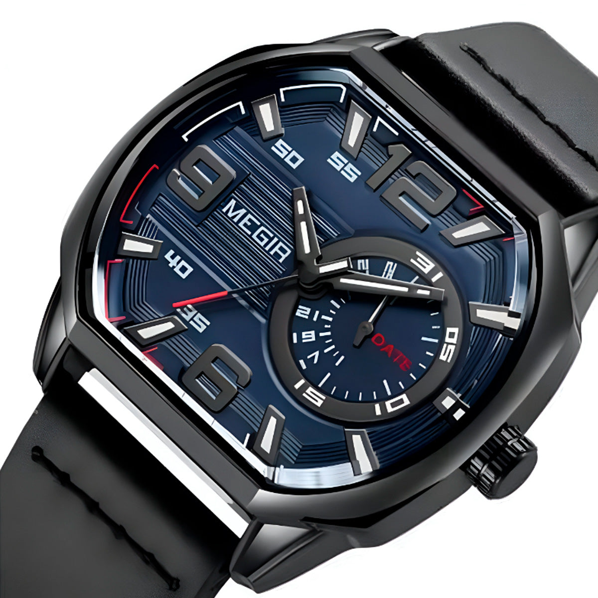 Reloj Megir Hombre Cuero Negro | MEG-61