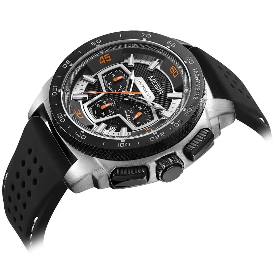 RELOJ MEGIR SILICONA NEGRO GRIS MEG-65