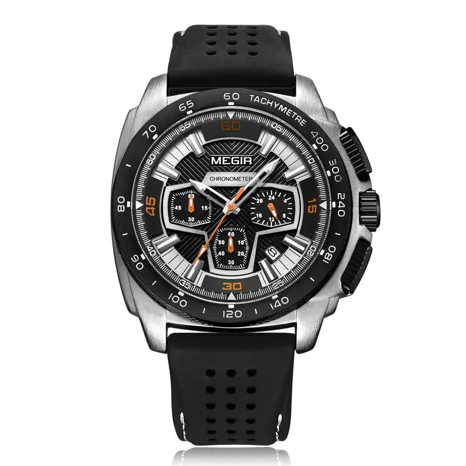 RELOJ MEGIR SILICONA NEGRO GRIS MEG-65