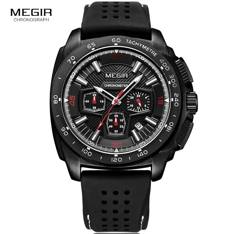 RELOJ MEGIR SILICONA NEGRO ROJO MEG-66