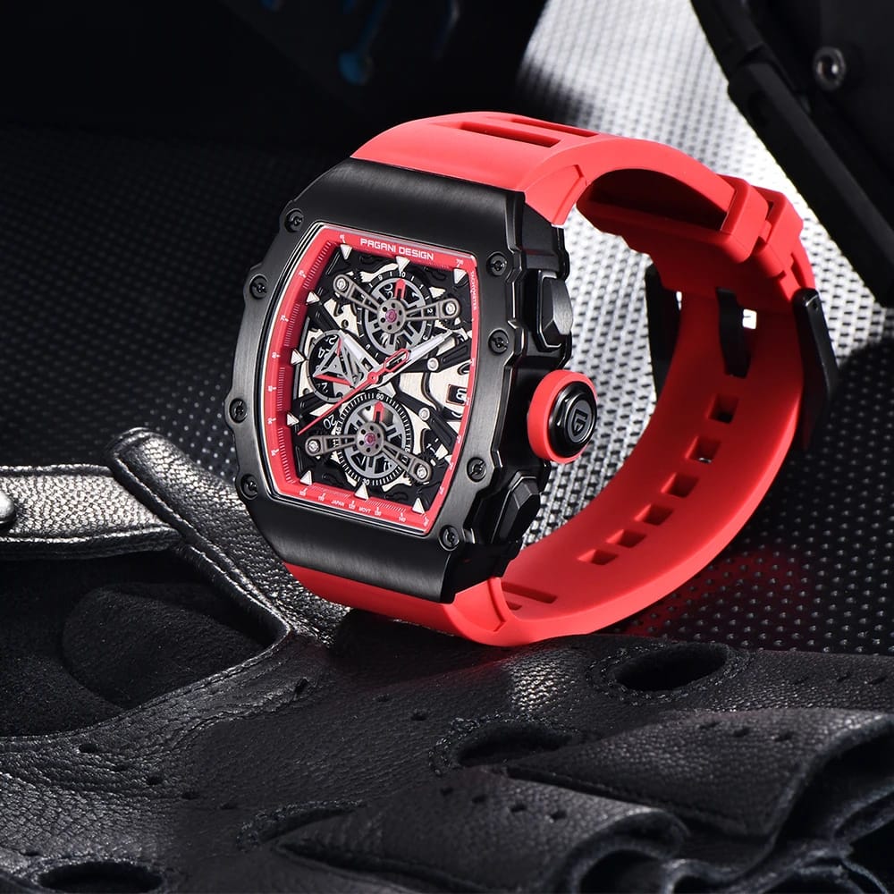 RELOJ MEGIR ESQUELÉTICO ROJO MEG-71