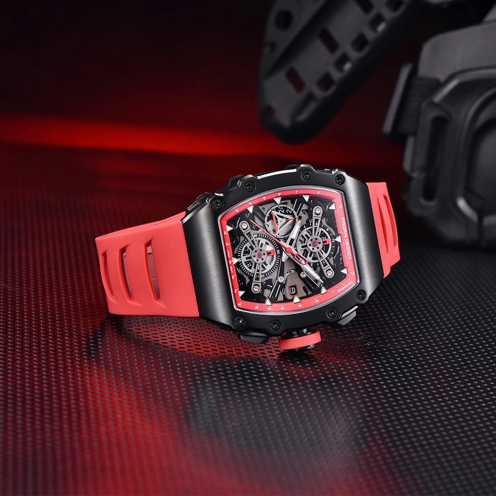 RELOJ MEGIR ESQUELÉTICO ROJO MEG-71