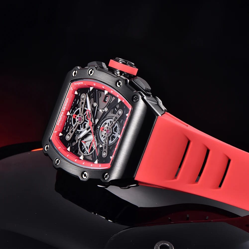 RELOJ MEGIR ESQUELÉTICO ROJO MEG-71