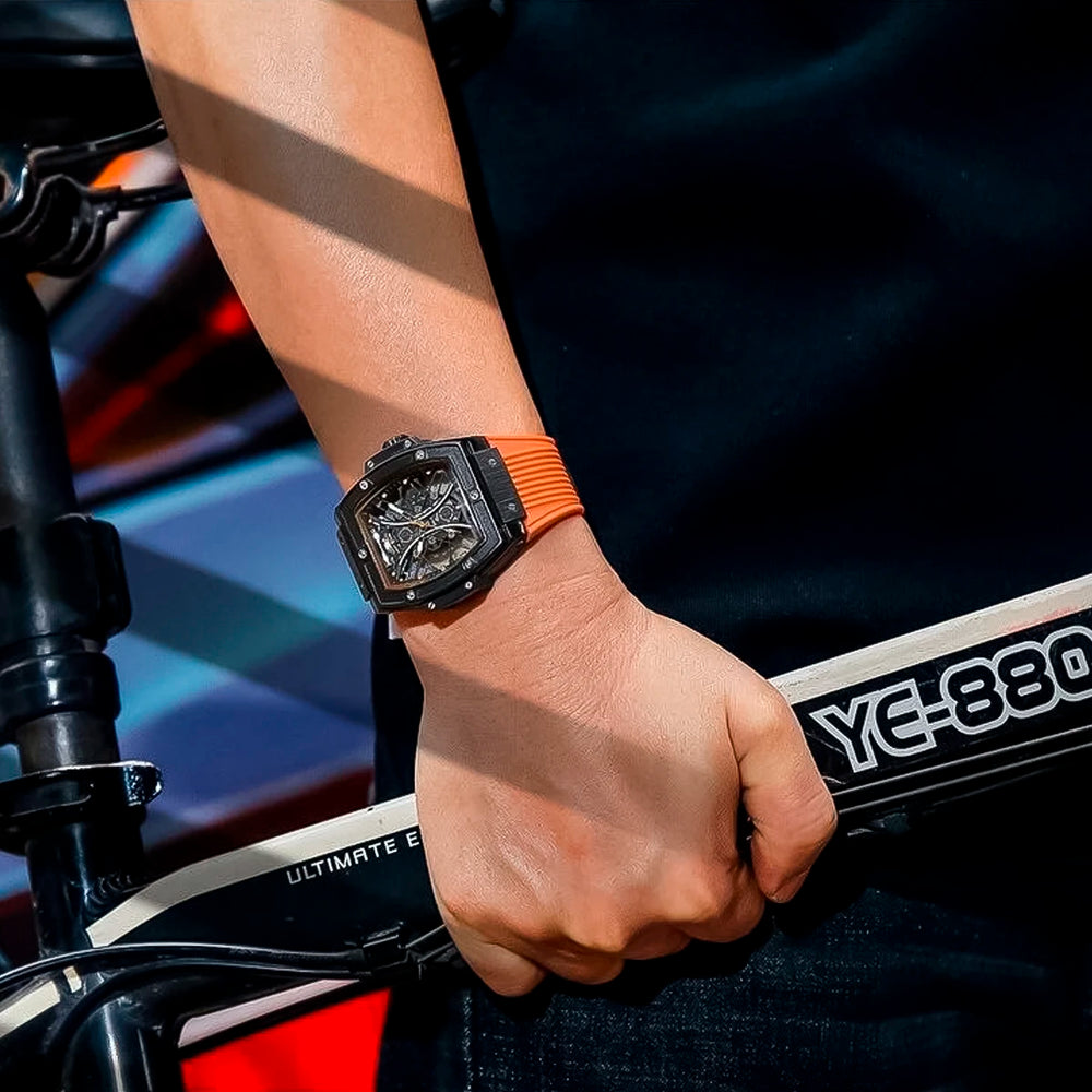 Reloj Megir MEG-72 Hombre Esqueletico Naranja