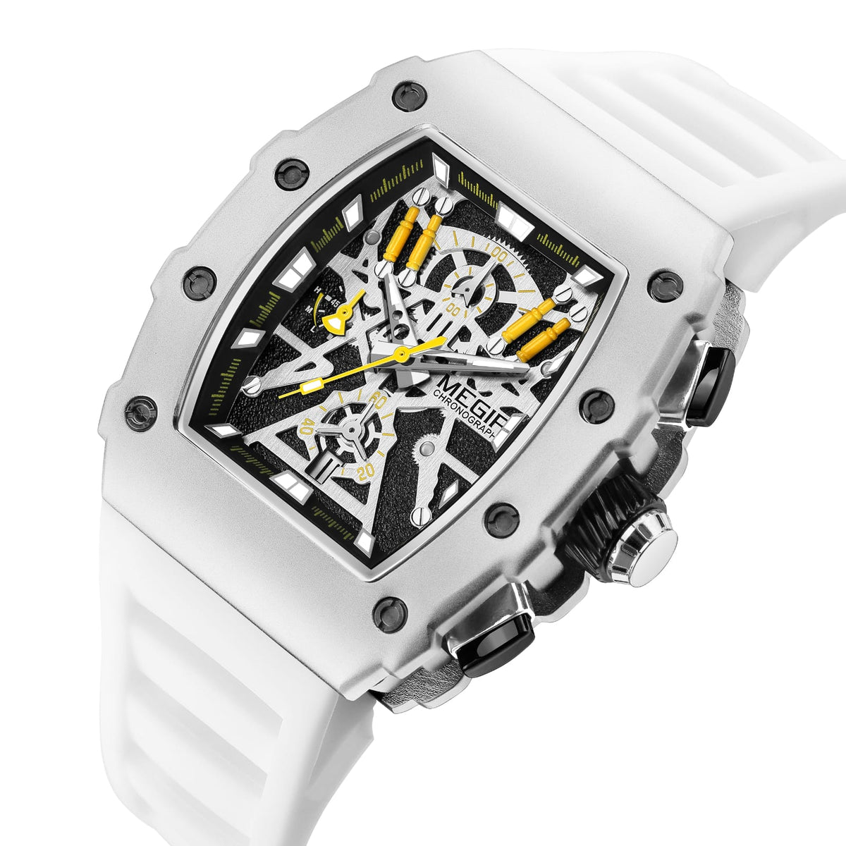 RELOJ MEGIR ESQUELÉTICO BLANCO MEG-74