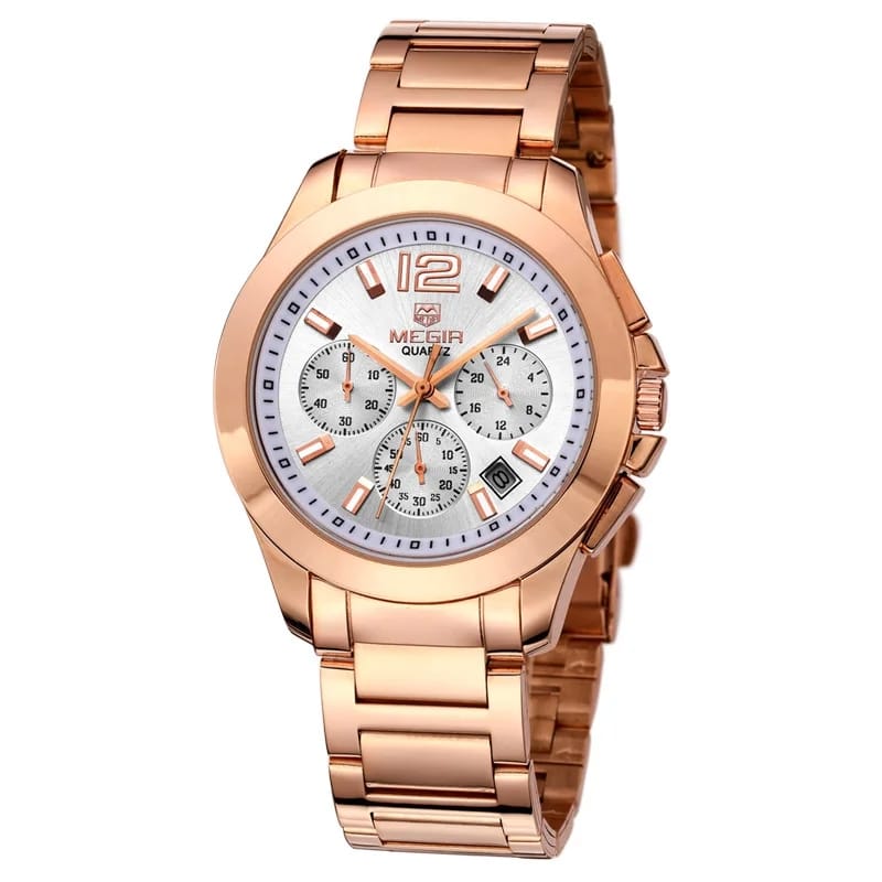 RELOJ MEGIR ACERO ORO ROSA MEG-75